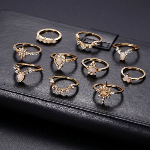 Crystal Opal Midi Knuckle Ring Set - Picture 3 of 4